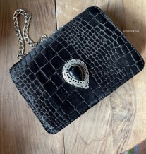 Bag jewelry hairy leather black with jewelry