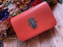 Bag jewelry leather corail with khmissa