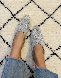 Slippers Babouches tweed black & white with berchmane handmade