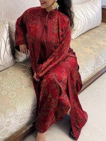 Dfina 2pieces silk burgundy printed with sfifa and aqadi burgundy and sfifa col officer regular size